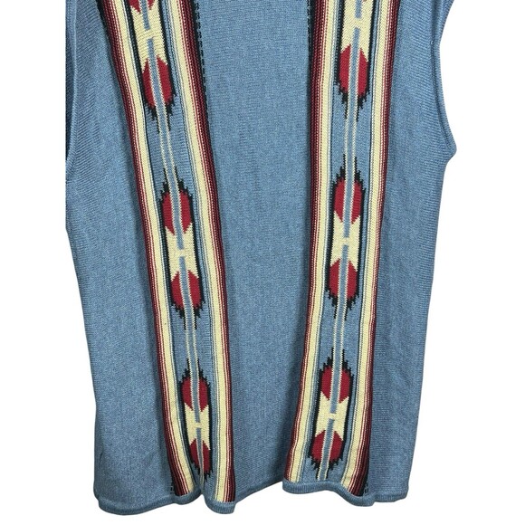 Vintage Chaps Denim Vest Women’s 2X Southwest Aztec Knit Boho Western Layering - Picture 11 of 13